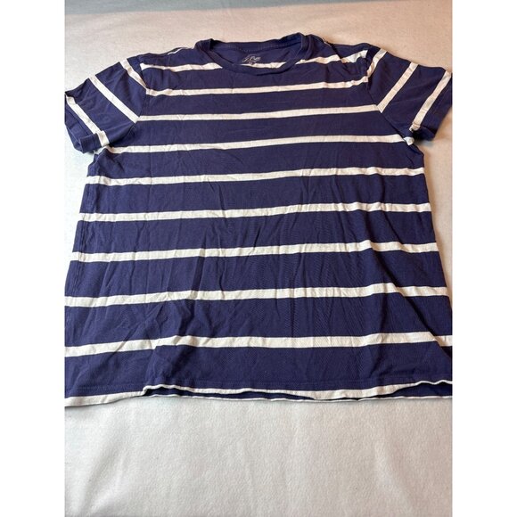 J.Crew Mens Striped Crewneck T-Shirt Navy/White Cotton Size L - Picture 2 of 12